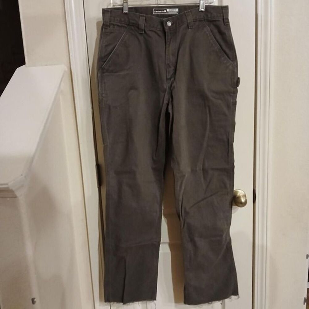 Carhartt Army Green Carpenter Work Wear Pants 35x32 Utility Gorpcore Rugged